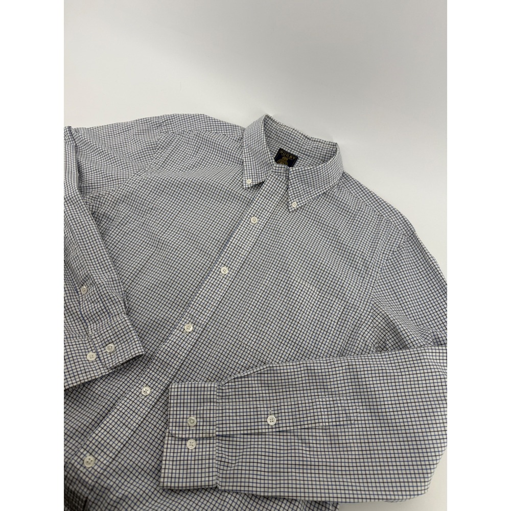 Rugby Ralph Lauren Mens Blue White Tattersall Check Button Down Shirt 16 32/33